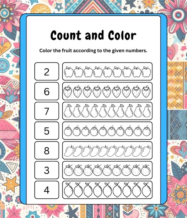 Count and Color Activity for Kids