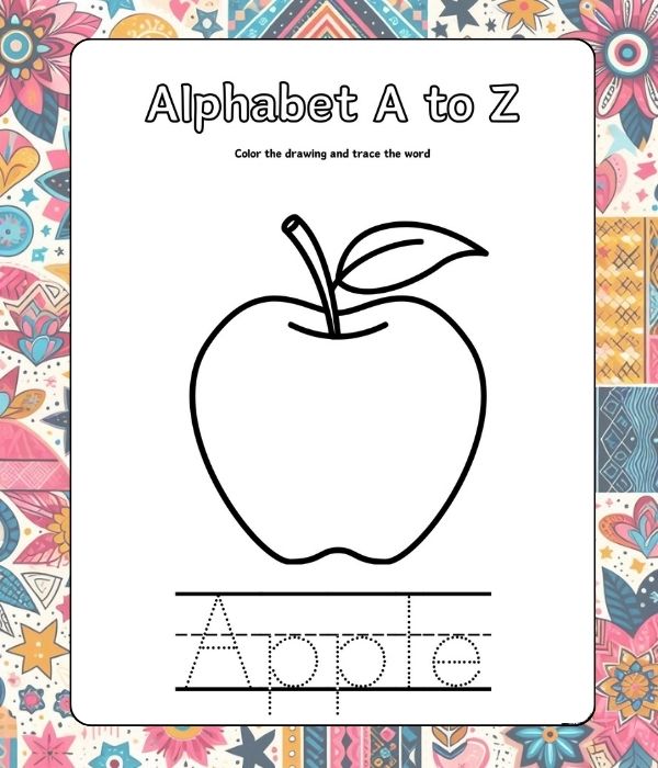 Alphabet A to Z Coloring Worksheets for Kids (26 Pages)