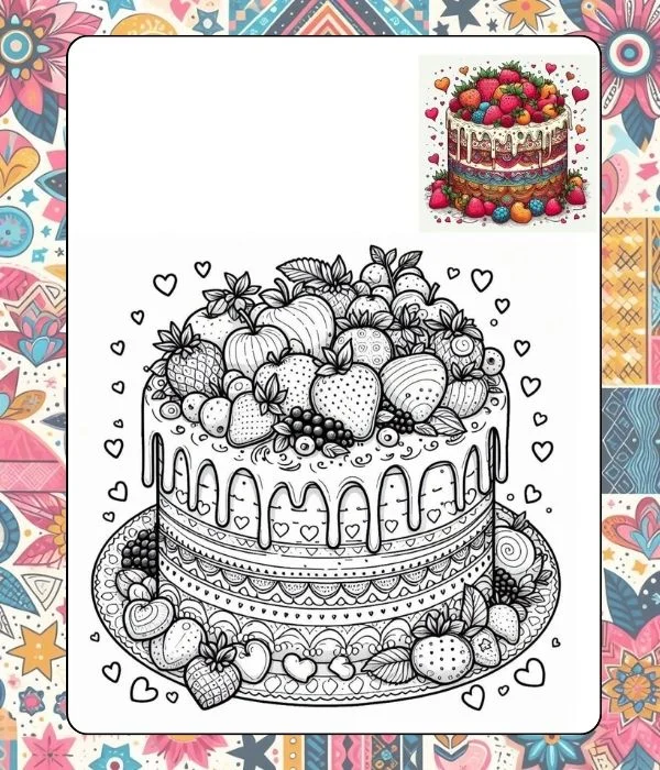 A Beautifully Decorated Layered Cake (4 Pages) printable PDF