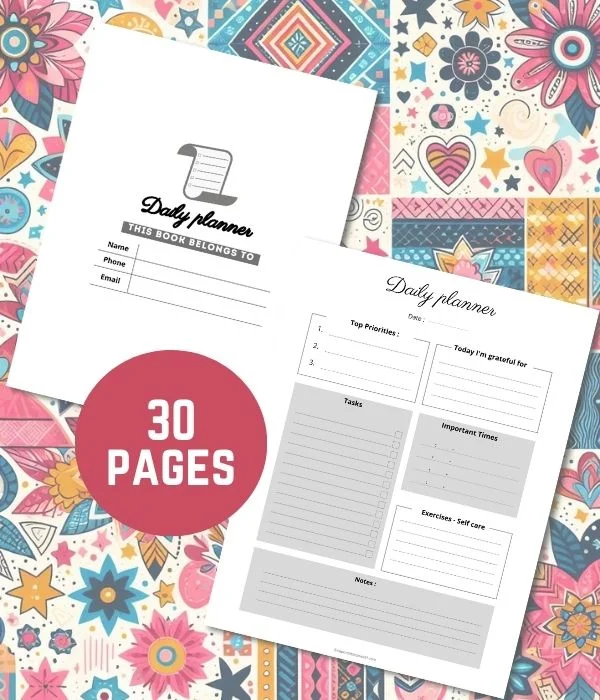 Daily Planner Gray (8.5 x 11 Inches, 30 Printable Pages) printable PDF
