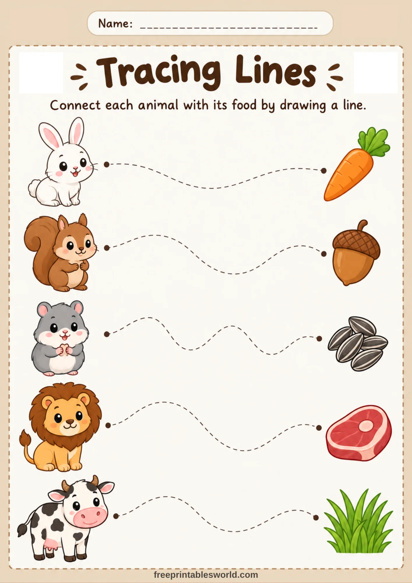 Free printable Free Line Tracing Worksheets for Kids – Animal Pencil Control & Fine Motor Skills A4 PDF — PDF download