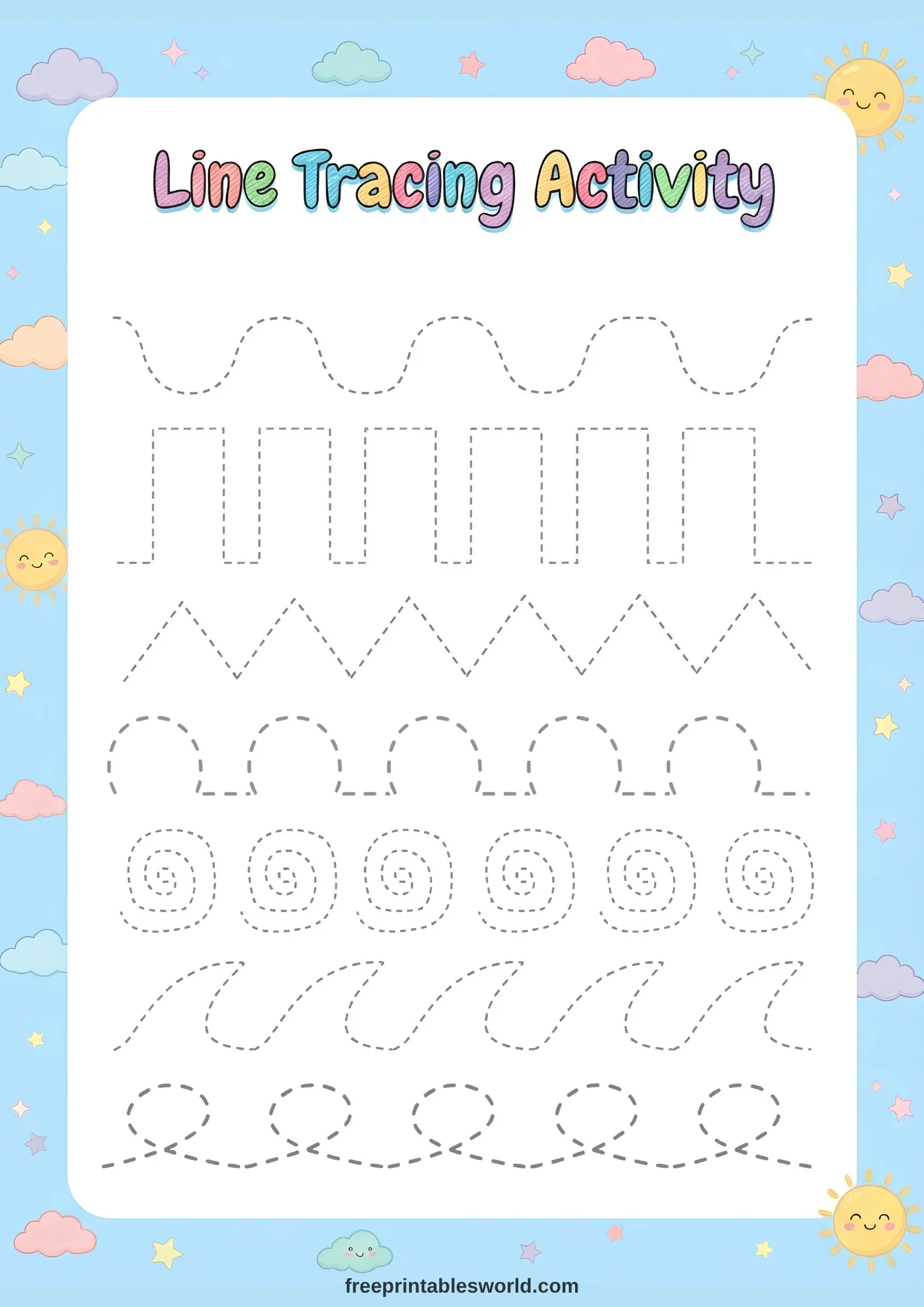 Free printable Free Line Tracing Worksheets for Kids – Pre-Writing & Pencil Control A4 PDF — PDF download