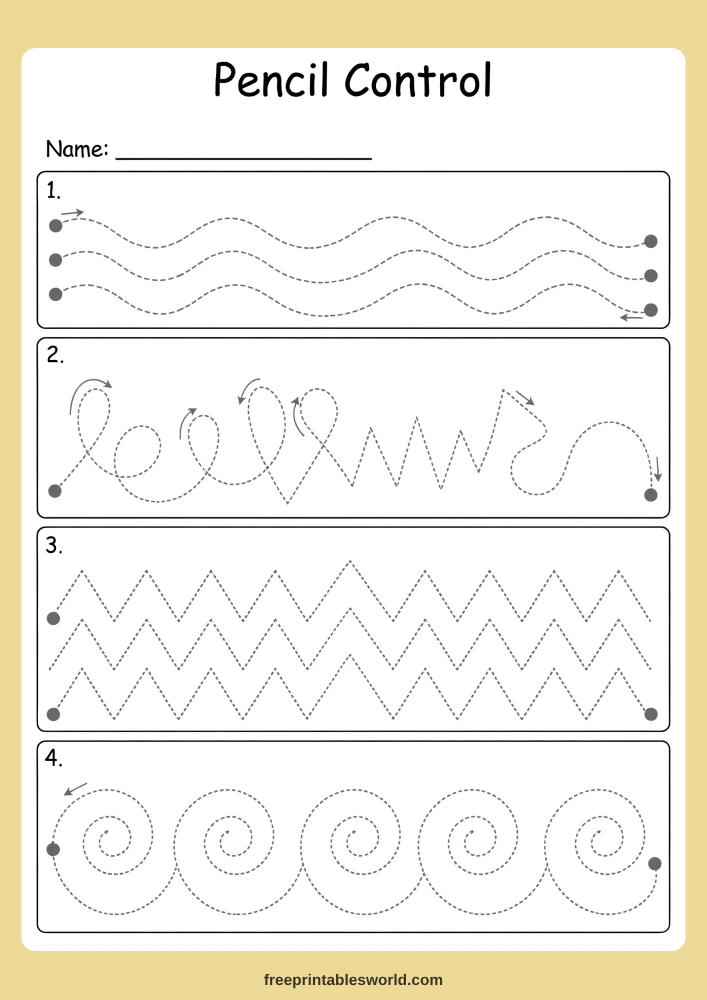 Free printable Free Pencil Control Worksheets for Kids – Pre-Writing & Tracing Practice A4 PDF — PDF download
