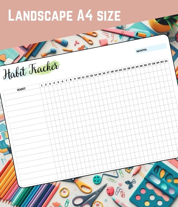 A Habit Tracker (A4 Size, Landscape)